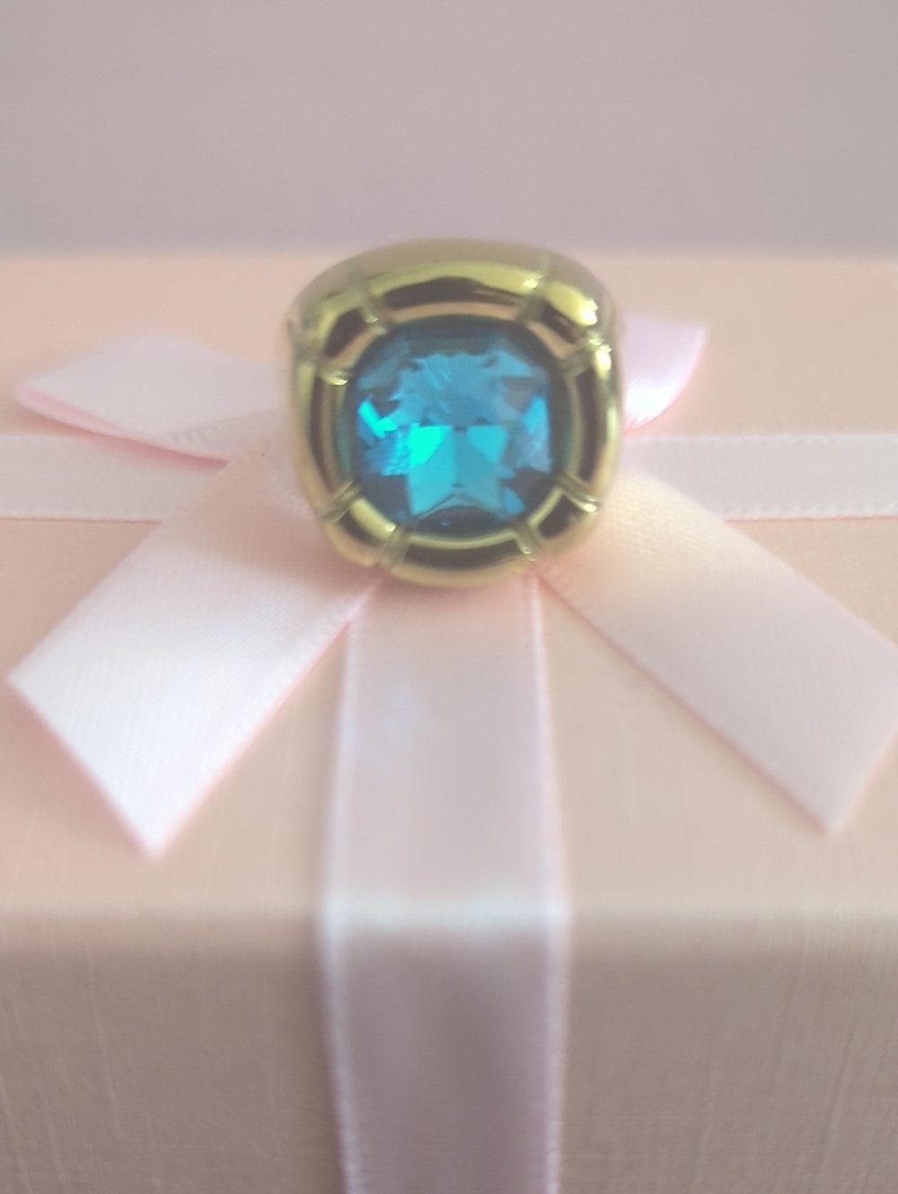 Gold-Tone Ring with Blue Gemstone